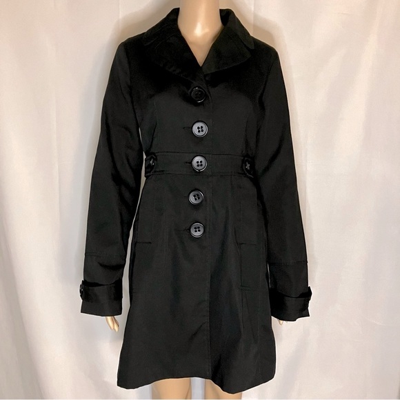 Costa Blanca Black Trench Coat - Picture 1 of 3